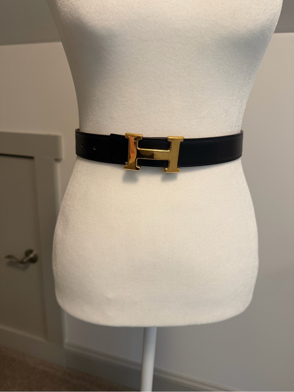 Hermes Constance Reversible Black/Brown Leather Belt with Gold H Buckle 60